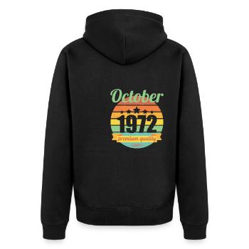 Né en octobre 1972 50 ans 50s 50e anniversaire - Veste à capuche bio Premium Unisexe - noir - Dos - Nico (187cm)