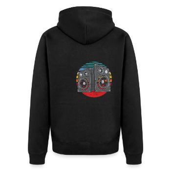 Vintage Subwoofer Music Audio Stereo - Unisex Premium Organic Zip Hoodie - black - Back - Nico (187cm)
