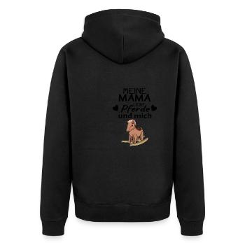 Baby Pferd Reiten Spruch - Unisex Premium Bio Zip Hoodie - Schwarz - Hinten - Nico (187cm)
