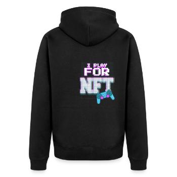 Für NFT spielen - Unisex Premium Bio Zip Hoodie - Schwarz - Hinten - Nico (187cm)