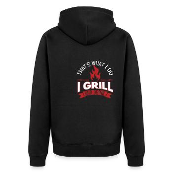 I Grill And Drink Grilling BBQ - Unisex Premium Organic Zip Hoodie - black - Back - Nico (187cm)