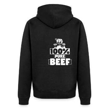 100% Pure Beef Meat Lover - Unisex Premium Organic Zip Hoodie - black - Back - Nico (187cm)