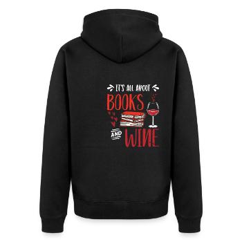 Bookaholic Mehr Bücher lesen Ich liebe Bücher Book - Unisex Premium Bio Zip Hoodie - Schwarz - Hinten - Nico (187cm)