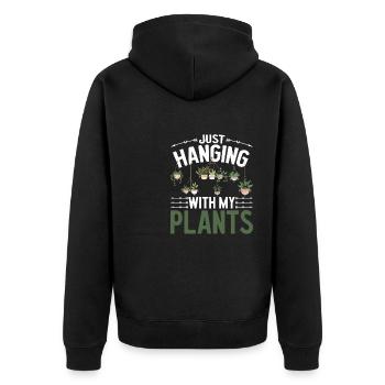 Pflanzen und Ernten Gärtner Ich liebe meinen Garte - Unisex Premium Bio Zip Hoodie - Schwarz - Hinten - Nico (187cm)
