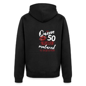 50 year old girl 50 bday Queen 50 birthday - Unisex Premium Bio Zip Hoodie - Schwarz - Hinten - Nico (187cm)