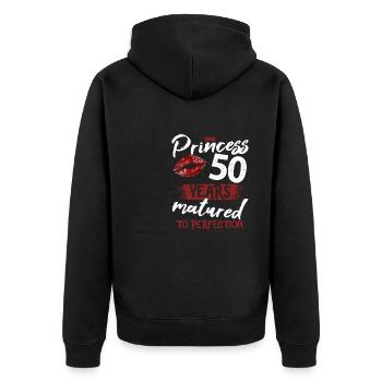 50 year old girl 50 bday Princess 50 birthday - Unisex Premium Bio Zip Hoodie - Schwarz - Hinten - Nico (187cm)