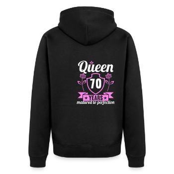 70 year old girl 70 bday Queen 70 birthday - Unisex Premium Organic Zip Hoodie - black - Back - Nico (187cm)