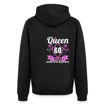60 year old girl 60 bday Queen 60 birthday - Unisex Premium Organic Zip Hoodie - black - Back - Nico (187cm)