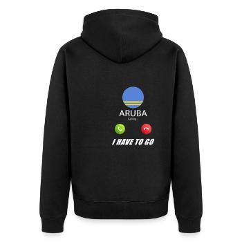 Aruba ruft an Lusiger Flaggen Spruch - Unisex Premium Bio Zip Hoodie - Schwarz - Hinten - Nico (187cm)