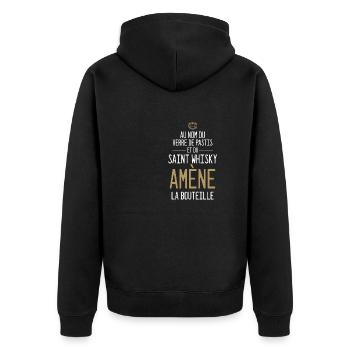 Au Nom Du Verre De Pastis Et Du Saint Whisky - Veste à capuche bio Premium Unisexe - noir - Dos - Nico (187cm)