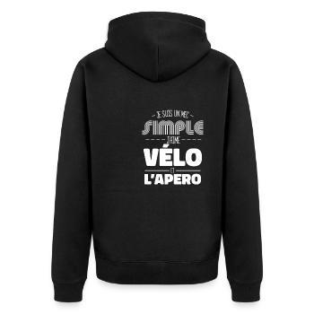 Je Suis Un Mec Simple J'aime Le Vélo Et L'apéro, - Veste à capuche bio Premium Unisexe - noir - Dos - Nico (187cm)