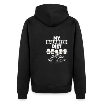 Balanced Diet Five Beer - Unisex Premium Organic Zip Hoodie - black - Back - Nico (187cm)