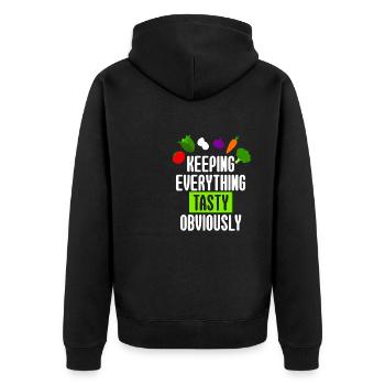 Keto Keeping Everything Tasty Obviously - Unisex Premium Organic Zip Hoodie - black - Back - Nico (187cm)