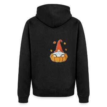 Gnomes I Pumpkin I Autumn Thanksgiving - Unisex Premium Organic Zip Hoodie - black - Back - Nico (187cm)
