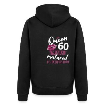 60 year old girl 60 bday Queen 60 birthday - Unisex Premium Organic Zip Hoodie - black - Back - Nico (187cm)