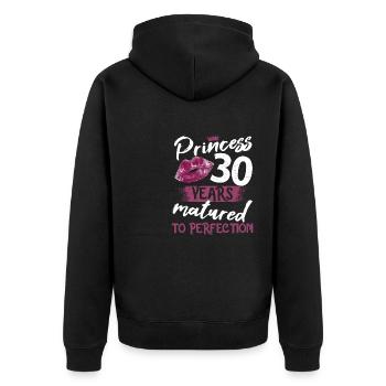 30 year old girl 30 bday Princess 30 birthday - Unisex Premium Organic Zip Hoodie - black - Back - Nico (187cm)
