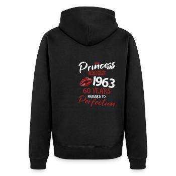 60. Geburtstag 60 Jahre Perfektion Prinzessin 1963 - Unisex Premium Bio Zip Hoodie - Schwarz - Hinten - Nico (187cm)