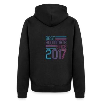 Best roommate since 2017 love your roomates - Unisex Premium Organic Zip Hoodie - black - Back - Nico (187cm)