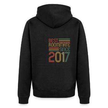 Best roommate since 2017 love your roomates - Unisex Premium Organic Zip Hoodie - black - Back - Nico (187cm)