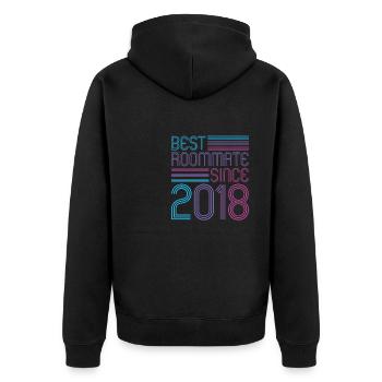 Best roommate since 2018 love your roomates - Unisex Premium Organic Zip Hoodie - black - Back - Nico (187cm)