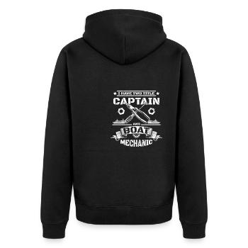 Captain and boat mechanic - Unisex Premium Bio Zip Hoodie - Schwarz - Hinten - Nico (187cm)