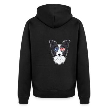 Border Collie USA Lunettes de soleil I Drapeau américain - Veste à capuche bio Premium Unisexe - noir - Dos - Nico (187cm)