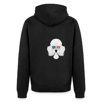 Poodle USA Sunglasses I American Flag Poodle - Unisex Premium Organic Zip Hoodie - black - Back - Nico (187cm)