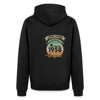 1958 Birthday - Unisex Premium Organic Zip Hoodie - black - Back - Nico (187cm)