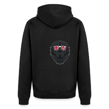 Newfoundland UK Sunglasses I English Flag I Union - Unisex Premium Bio Zip Hoodie - Schwarz - Hinten - Nico (187cm)