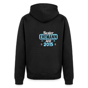 Beste Ehefrau Bester Ehemann seit 2015 - Unisex Premium Bio Zip Hoodie - Schwarz - Hinten - Nico (187cm)