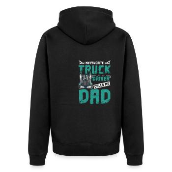 My favorite truck driver calls me dad - Unisex Premium Bio Zip Hoodie - Schwarz - Hinten - Nico (187cm)