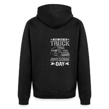 Need my truck to have an awesome day - Unisex Premium Bio Zip Hoodie - Schwarz - Hinten - Nico (187cm)