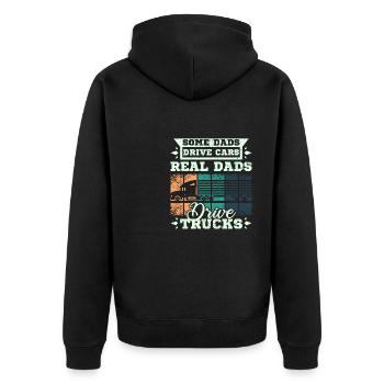 Dads drive trucks - Unisex Premium Bio Zip Hoodie - Schwarz - Hinten - Nico (187cm)