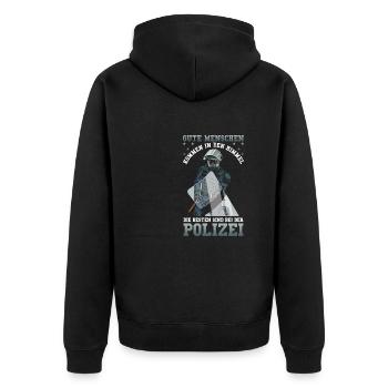Polizei Die besten sind bei der Polizei - Unisex Premium Bio Zip Hoodie - Schwarz - Hinten - Nico (187cm)