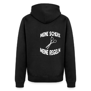 Meine Schere Meine Regeln Friseurin Barbershop - Unisex Premium Bio Zip Hoodie - Schwarz - Hinten - Nico (187cm)