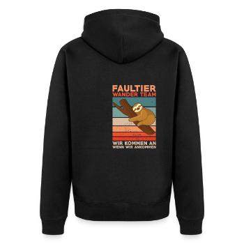Faultier Wanderteam - Unisex Premium Bio Zip Hoodie - Schwarz - Hinten - Nico (187cm)