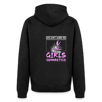 Tu ne me fais pas peur J’entraîne des filles en gymnastique - Veste à capuche bio Premium Unisexe - noir - Dos - Nico (187cm)