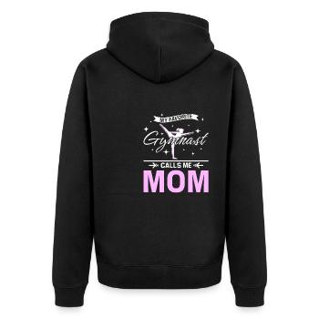Ma gymnaste préférée m’appelle maman - Veste à capuche bio Premium Unisexe - noir - Dos - Nico (187cm)