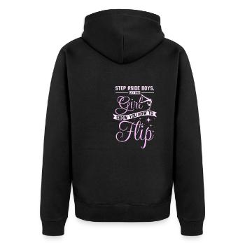 Laissez cette fille vous montrer comment retourner la gymnastique - Veste à capuche bio Premium Unisexe - noir - Dos - Nico (187cm)