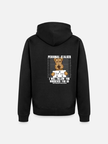 Funny Airedale Terrier Dog Cartoon - Unisex Premium Organic Zip Hoodie - black