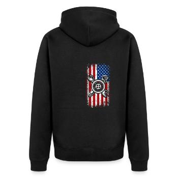 Usa drapeau américain vélo mecahnic - Veste à capuche bio Premium Unisexe - noir - Dos - Nico (187cm)