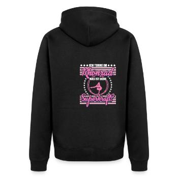 Ich turne im Rhönrad Rhönradturnerin Röhnrad - Unisex Premium Bio Zip Hoodie - Schwarz - Hinten - Nico (187cm)