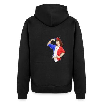 French Girl Unbreakable I French Heritage I - Unisex Premium Bio Zip Hoodie - Schwarz - Hinten - Nico (187cm)