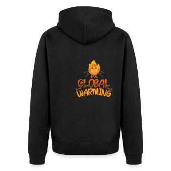Warming Burning Earth - Unisex Premium Organic Zip Hoodie - black - Back - Nico (187cm)