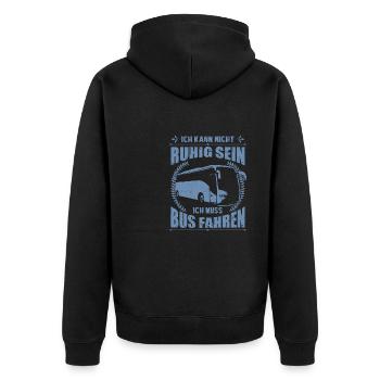 Busfahrer Geschenkideen ich kann - Unisex Premium Bio Zip Hoodie - Schwarz - Hinten - Nico (187cm)