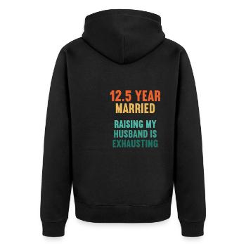 Je me suis mal comporté 12,5 ans anniversaire de mariage marié - Veste à capuche bio Premium Unisexe - noir - Dos - Nico (187cm)