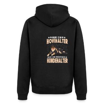 Nur Hovihalter sind richtige Hundehalter Hofhund - Unisex Premium Bio Zip Hoodie - Schwarz - Hinten - Nico (187cm)