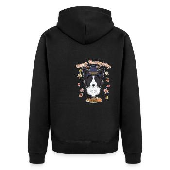 Joyeux Thanksgiving I Dog Lover I Border Collie - Veste à capuche bio Premium Unisexe - noir - Dos - Nico (187cm)