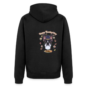 Joyeux Thanksgiving I Dog Lover I Boston Terrier - Veste à capuche bio Premium Unisexe - noir - Dos - Nico (187cm)
