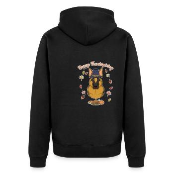 Happy Thanksgiving I Dog Lover I German Shepherd - Unisex Premium Organic Zip Hoodie - black - Back - Nico (187cm)